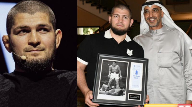 khabib nurmagomedov terima penghargaan bertanda tangan muhammad ali