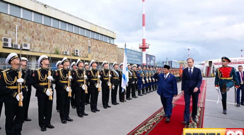tiba di rusia prabowo disambut jajar kehormatan