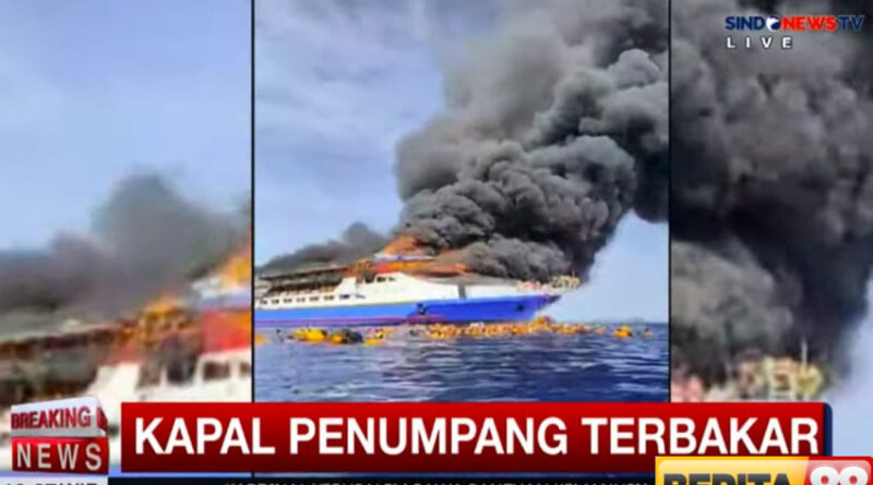 km barcelona v terbakar di perairan pulau talise ibu hamil tewas