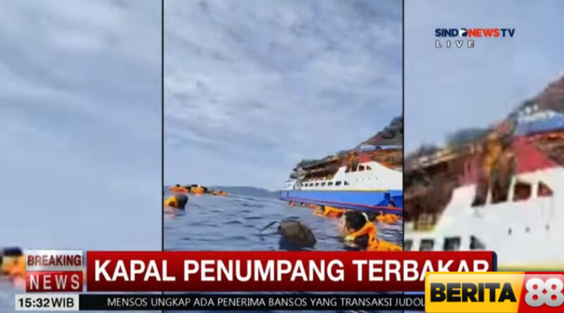 km barcelona v terbakar di perairan pulau talise tangis histeris penumpang di laut