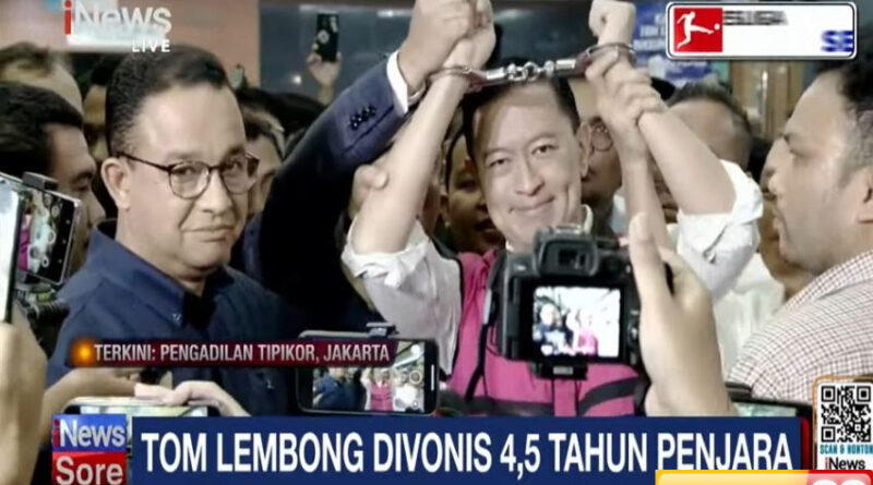 usai divonis 45 tahun tom lembong angkat tangan yang terborgol